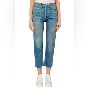 Re/done High Rise Stove Pipe Jeans in Medium Vain Wash Sz 27 Mi USA